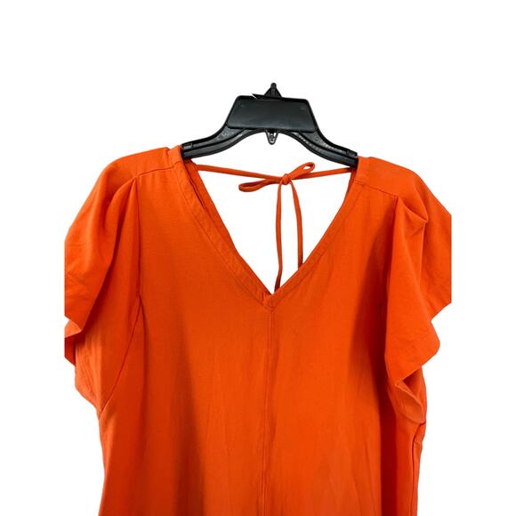 Free Assembly Orange Short Sleeve Tie Back Blouse Women's Size Medium - Picture 4 of 8